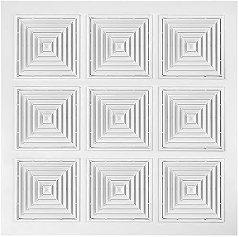 Prostko Suspended Ceiling Tile 595mm x 595mm Square Panels Air Vent Grille Diffusers RS, White