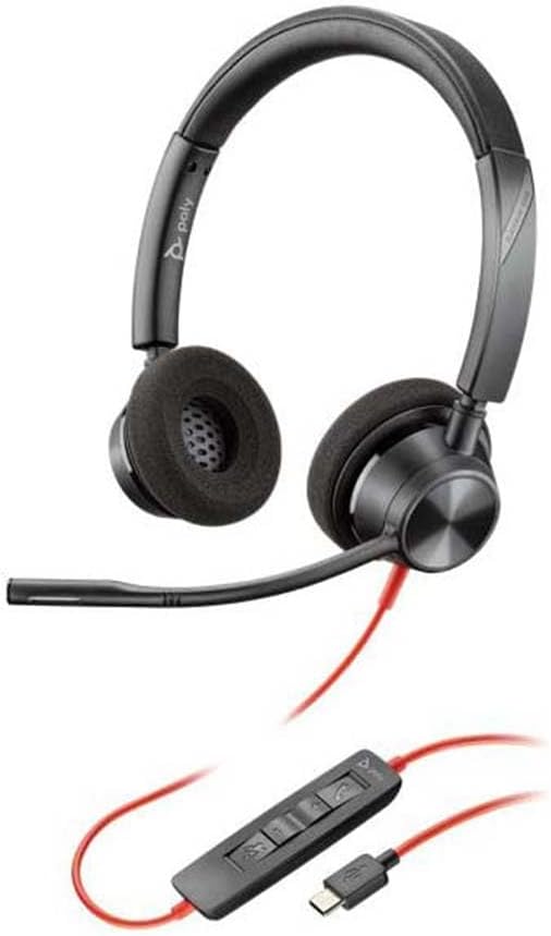 Blackwire 3320 USB-C (Poly) – Wired, Dual-Ear (Stereo) Headset with Boom Mic – USB-C to connect to your PC and/or Mac – Works with Teams, Zoom, more
