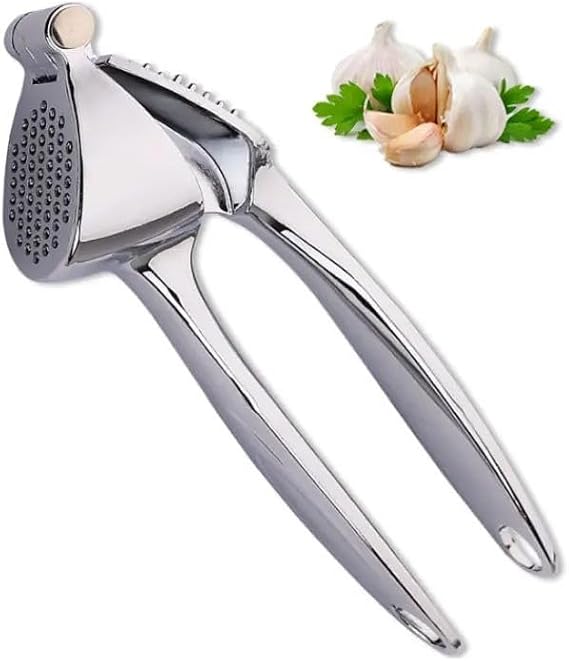 Deconox Profesyonel Paslanmaz Çelik Sarımsak Ezici (18cm) - Ergonomik & Kolay Temizlenebilir Sarımsak Presi - Zencefil ve Küçük Soğan İçin de İdeal