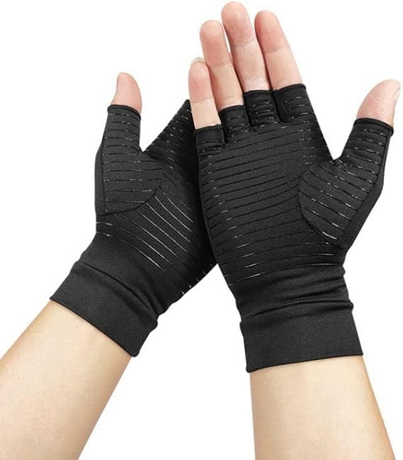 Copper Compression Arthritis Gloves, Best Copper Infused Gloves, Rheumatoid Osteoarthritis Wrist Support, Fingerless Arthritis Gloves, Pain Relief and Healing for Arthritis, Carpal Tunnel,1 Pair