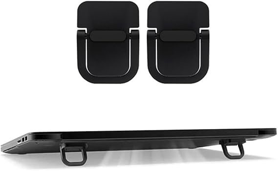 1 Pair Mini Foldable Laptop Stand, Zinc Alloy Portable Keyboard Riser Invisible Notebook Stand and Keyboard Lift for Desk Computer Stand(Black)