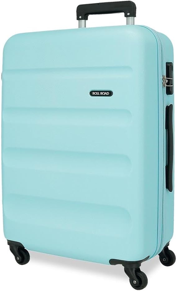 Roll Road Flex Suitcase Medium Blue 46x65x23cm Hard ABS Combination Lock Side 56L 3.15kg 4 Double Wheels