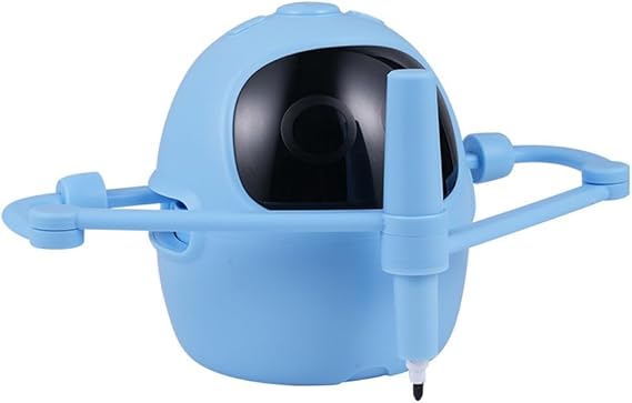 Interactive Educational Drawing Robot for Kids Aged 4-12, 100 Drawing Cards + 5 Colored Pens + Drawing Board, Smart Auto-Sketch Toy with Built-in Card Slot, ABS Construction(Blue)