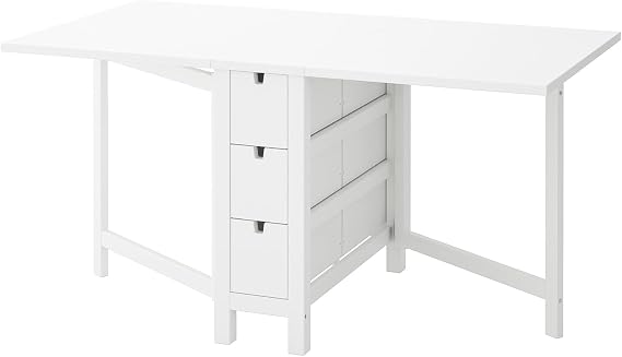 Katlanır mutfak masası, beyaz, 2-4 kişilik, katlanabilir, 26/89/152x80 cm