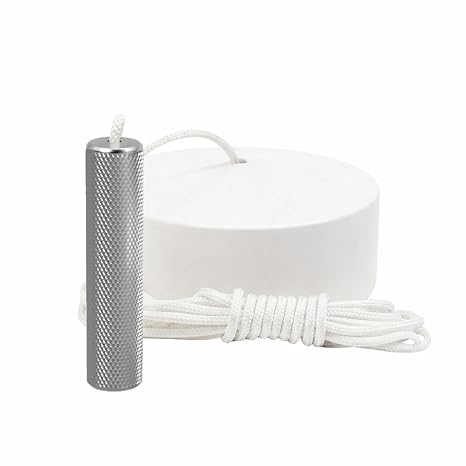 SAMOTECH Pull Cord Light Switch, Matt White – Bathroom Ceiling Pull Switch with Premium Knurled Metal Handle, 6A 2 Way (Wires as 1 Way or 2 Way), 1.5m Cord