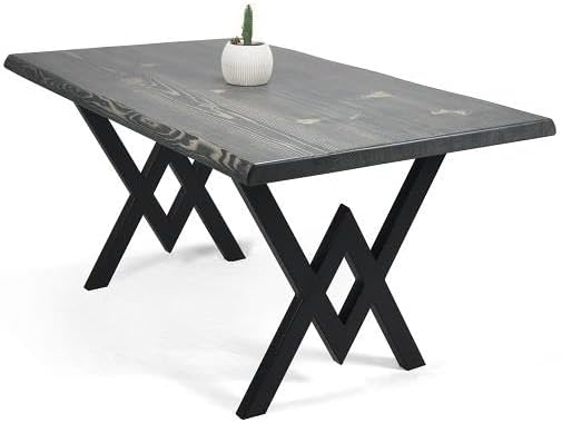 Doğal Ağaç Masif Kütük Masa Yemek Masası (Metal Ayak) 90cm x 200cm