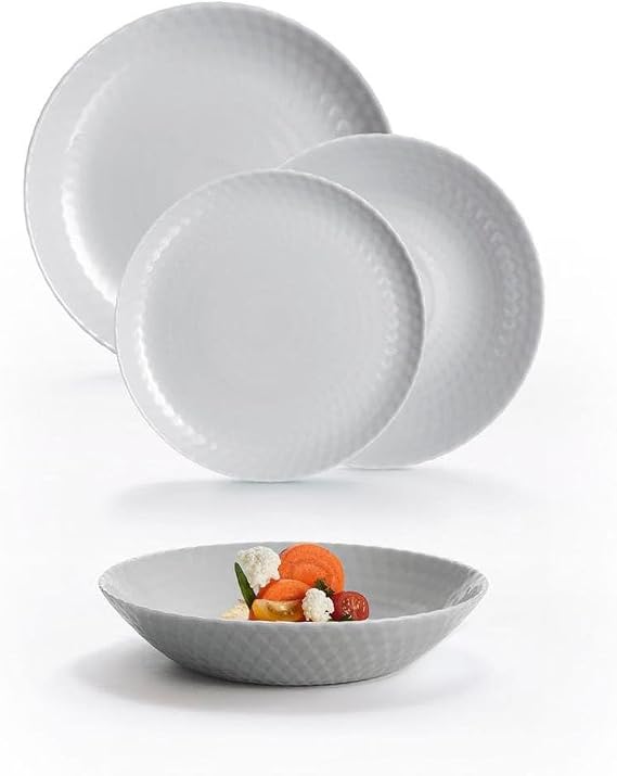 Luminarc Pampille Granit 18-Piece Opal Glass Dinnerware Set for 6 People