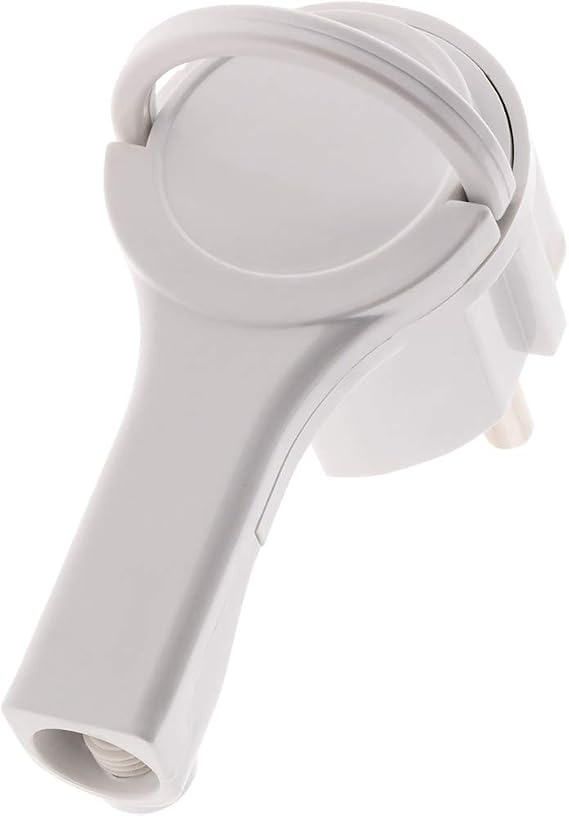Zenitech - Ultra-flat 2P+T 16A Male Electrical Plug - Compact Design, Extraction Ring - Compatible Cable HO5VV-F 3G1/3G1.5mm² - Maximum Power 3680W at 230V - Compliant with NF Standard - White