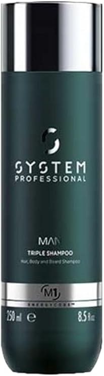 Wella Professionals System Professional Man Triple Shampoo, Erkeklere Özel Saç Vücut ve Sakal Şampuan, 250ml