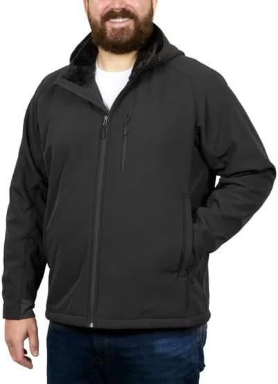 KIRKLAND Signature Men’s Softshell Jacket, Fleece Lined, Water Resistant, Heavyweight with Detachable Hood