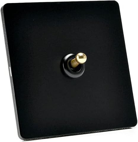 Wall Toggle Switch, Steel Switch Panel Black 1-4 Gang 2 Way Single Double Control Lamp Home 86 Type Antique Brass Switch Stainless(1 Gang)