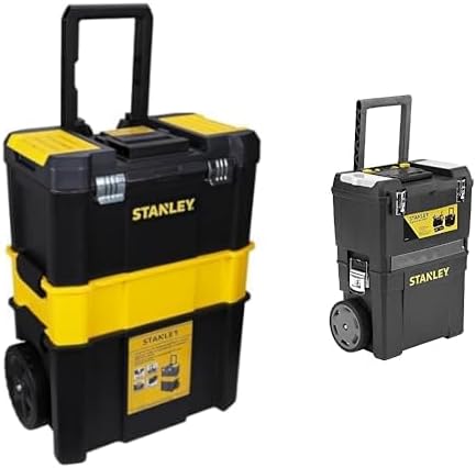 STANLEY Essential Rolling Workshop Toolbox, 3 Tier Stackable Units, STST1-80151 & Mobile Work Centre Toolbox, 2 Tier Stackable Units, 1-93-968