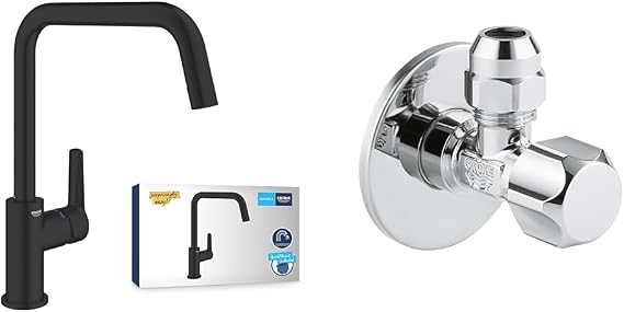 GROHE Start QuickFix Eviye Bataryası Mat Siyah + 2 Adet 55mm Ara Musluk Seti