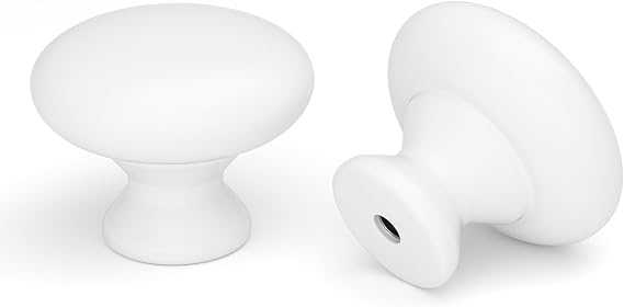 Goldenwarm 15 Pack Glossy White Cabinet Knobs Round Cupboard Door Knobs Mushroom Knobs for Cupboards & Draws, Wardrobe Door Knobs Drawer Handles