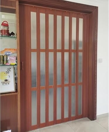 Generisch Katlanır Sürgülü Kapı, İç Kapılar, Akrilik Süt Camlı Katlanır Kapı, 200 cm Yüksekliğinde PVC Katlanır Kapı, Küçük Dolaplar için, Katlanır Kapı, Oda Ayırıcı (85 x 200 cm)
