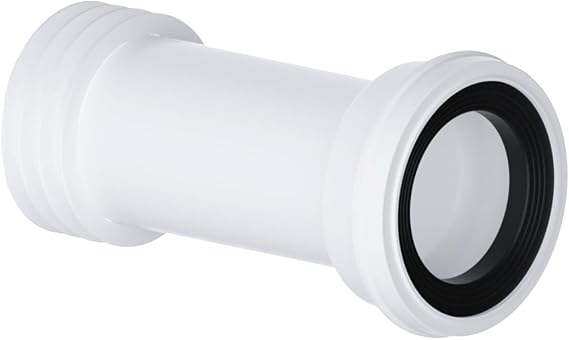 PlumbEZ Universal Long Straight WC Toilet Pan Connector 4'' (100mm/110mm) Toilet Waste Pipe Connector for All Pan Pipes, 90-107mm Inlet, Fits 4"/110mm PVC-U & Cast Iron, 265mm Length To Be Cut To Suit