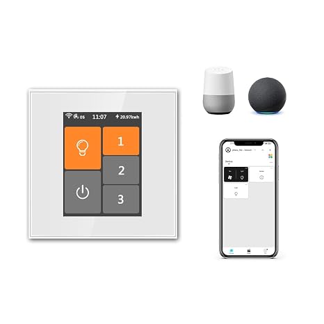 LANBON LCD Ceiling Fan & Light Smart Switch, 3 Customized Fan Speeds, Glass Touch Fan Switch Works with Alexa & Google Home, 2.4G Wi-Fi Light Switch, Neutral Wire Required, L8-HF
