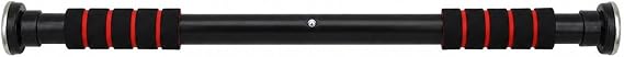 Adjustable Door Pull Up Bar – Heavy Duty Steel Chin Up Bar for Home Gym Strength Training, Multi-Grip Doorway Exercise Bar, Black/Red