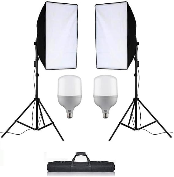 ikili Softbox Set 50x70 cm Ürün Çekimi Moda Reklam Cast İçin Güçlü 50 wat Led Ampullü Sürekli Işık