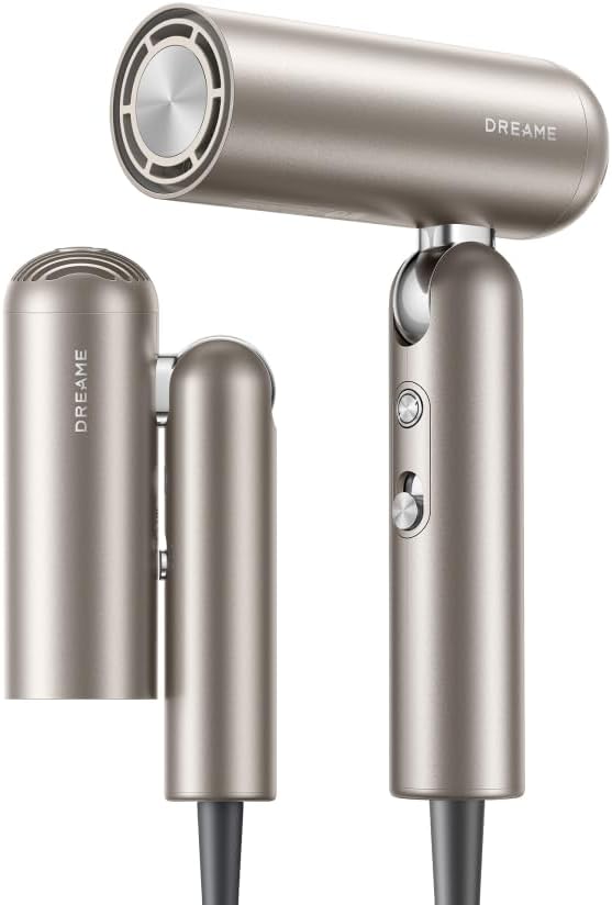 DREAME ドリーミー Hair Dryer Pocket Pro Portable Hair Dryer High Airflow Lightweight Foldable 300 Million Negative Ions 110,000 Rotations/Min 57℃ Constant Temperature 40 Second Quick Dry High Speed Dryer