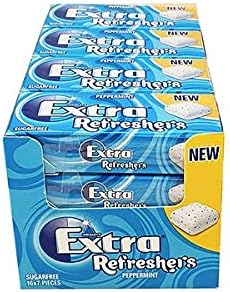 Extra Refreshers Peppermint Sugar Free Chewing Gum Handy Box 7pcs, 7pce × 16 × 1