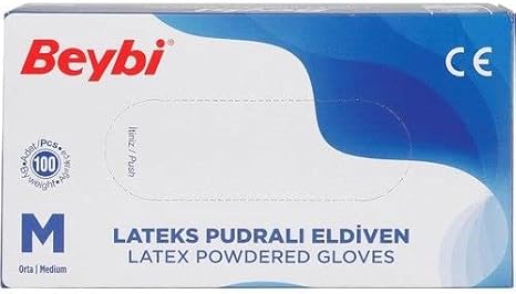 Latex Pudralı Eldiven M Beden 100 Adet 36881