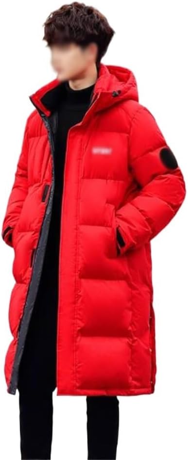Warm casual hooded down jacket men's long over the knee winter fashion thickened coat