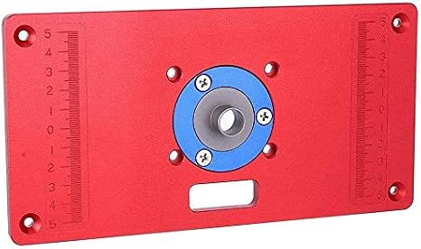 Aluminum Router Table Insert Plate - Trim Router Table Plate Woodworking Flip Trimming Board with 2 Aluminum Rings and Install Screws for Woodworking Bench (Hole spacing: 70 x 60 mm, Red)