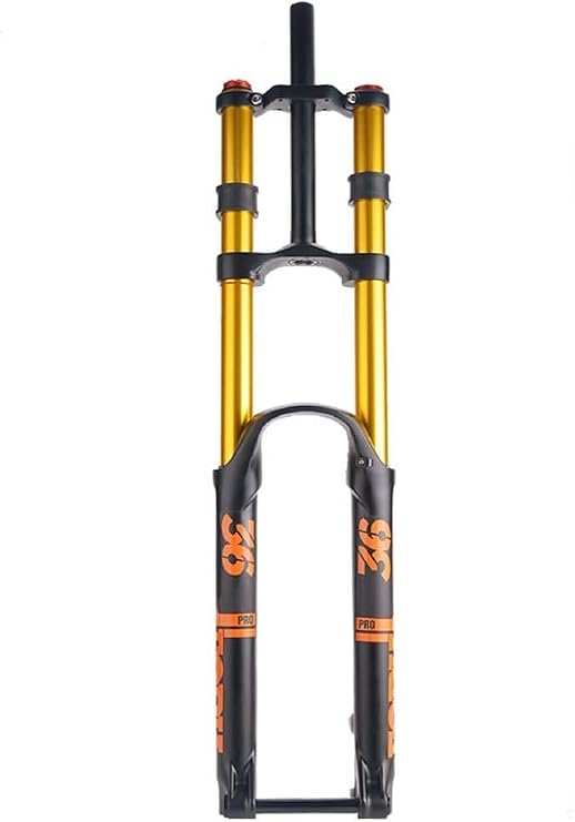 DH ダウンヒル マウンテンバイク 26 27.5 29インチ トラベル 160mm MTB エアフォーク リバウンド調整 ダブルショルダー 自転車 フロントスルーアクスル 15x110mm カラー:ゴールド、サイズ 26インチ