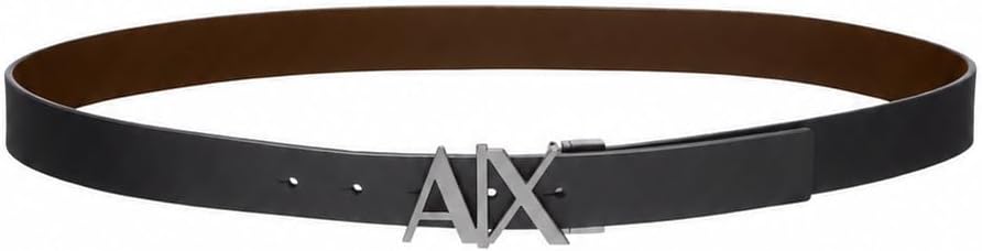 A|x Armani Exchange メンズ スプリットレザー 両面ロゴベルト