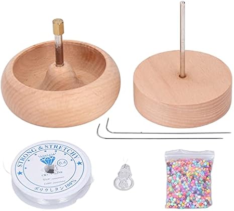 Phefop Bead Spinner Tool Bead Making Bead Spinner 10cm Wooden Spin Bead Loader Making Bead Devices Set for Craft Seed Beading Supplies