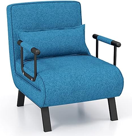 Folding Sofa Bed, 4-in-1 Convertible Single Sofa Chair Bed with 6-Position Adjustable Backrest and Pillow, Padded Seat Lounge Couch Guest Sleeper Recliner Armchair for Living Room