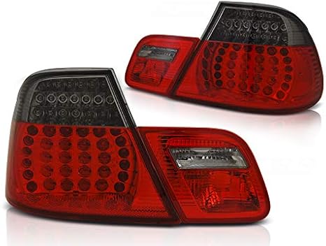 LED Tail Lights Compatible with BMW 3 Series E46 2003 2004 2005 2006 Coupe GV-718 Tail Lights Assembly 1 Pair Driver and Passenger Side Complete Set Smoke Red