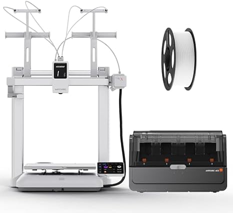 Anycubic Kobra X Combo 3D Printer, Standard 7 Colors, Up to 19 Colors, Double Speed & 2X Material Saving, Soft & Hard Filament Mixing Printing, Print Size: 260*260mm³ + High Speed PLA Filament 1kg