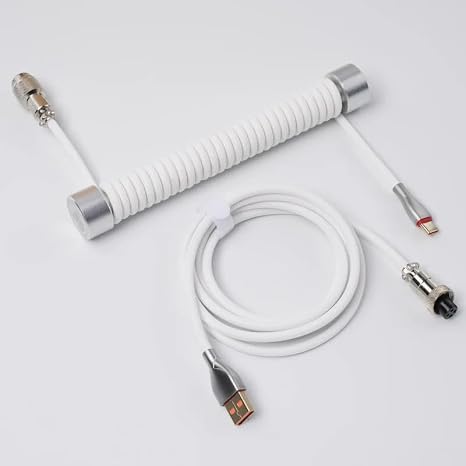 GravaStar Sarmal Aviator USB to Type-c Mekanik Klavye Uyumlu Oyuncu Kablosu, 1.85m, Beyaz