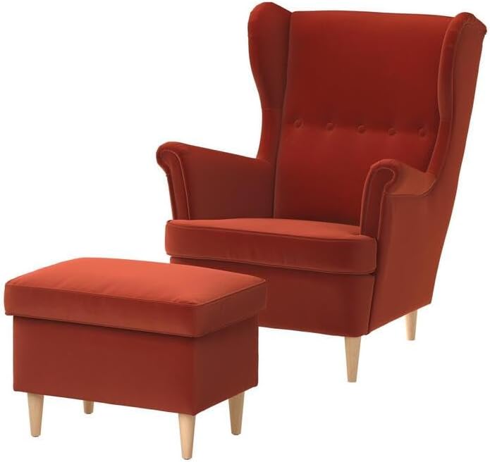 IKEA STRANDMON Berjer Koltuk, Tommaboda Kahverengi-Kırmızı, 82x96x101 cm