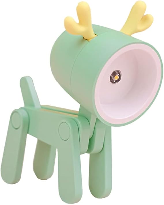 Mini Night Light LED Adjustable Desk Book Light Cute Pet Light Eye Protection Table Lamp Home Room Decor,Deer Green