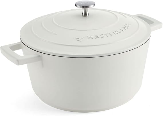 MasterClass Cast Aluminium Cream Casserole Dish, 24cm, 4 Litre, Gift Boxed