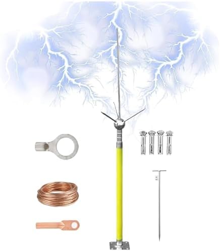 Ilated Lightning Protection Rod Kit - Advanced Lightning Arrester for Roof Safety in Factories, Schools, and Towers - Durable, Reliable, Easy to Install