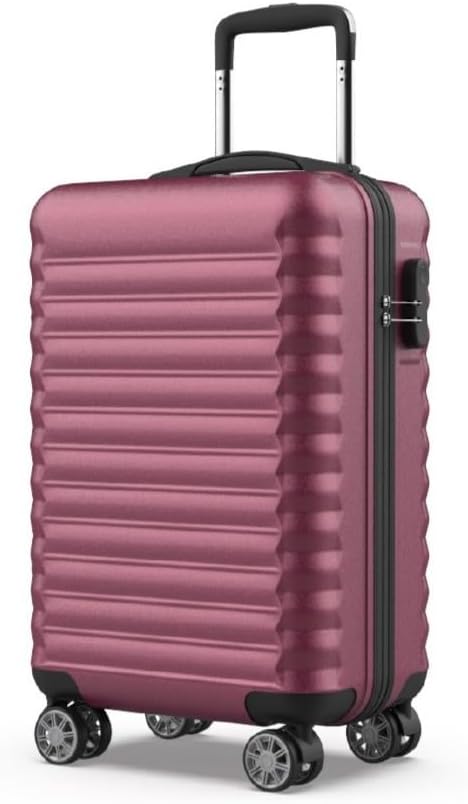 NUMADA - Upfly 20' ABS Cabin Travel Suitcase (53x33.5x22cm) with Combination Lock and 4 Double Wheels 360. Sturdy Lightweight Rigid Hand Case with Compartment Interior | Bordeaux