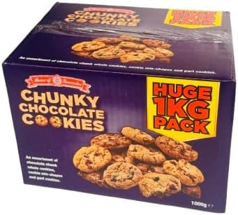 Broken Chunky Chocolate Cookies 1kg Bulk, ASSORTMENT - Box Of Chocolate Mis-shapes, and Part cookies, Perfect for Office, Big Snacking, Parties, Gifts and Lunch Tea, Office Biscuits