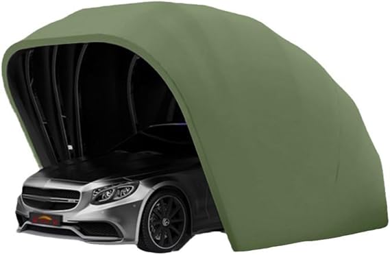 Semi-Automatic Foldable Carport, Heavy Duty Stainless Steel Retractable Car Awning, Durable Car Cover Shelter, Mobile Folding Garage, Folding Car Port, Portable Outdoor Car Tent,Green