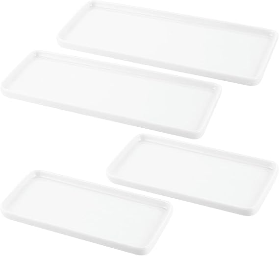YOUNTHYE 4 Ceramic Trays 2 Sizes Rectangular White