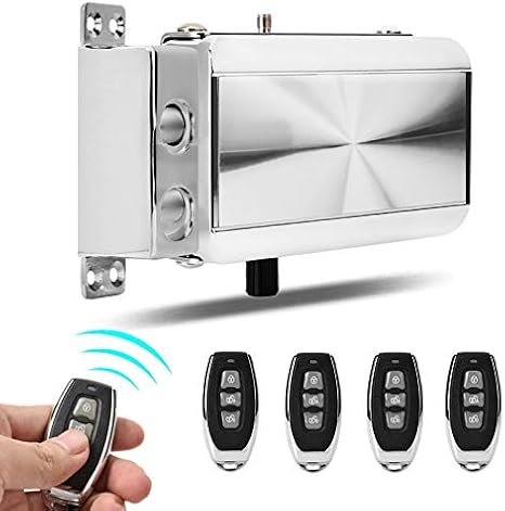 Electronic Deadbolt Door Lock Kit, Smart Remote Control Keyless Entry Access Control System, Intelligent Anti Theft Home Concealed Electric Mechanical Lock with 4 Remote Control