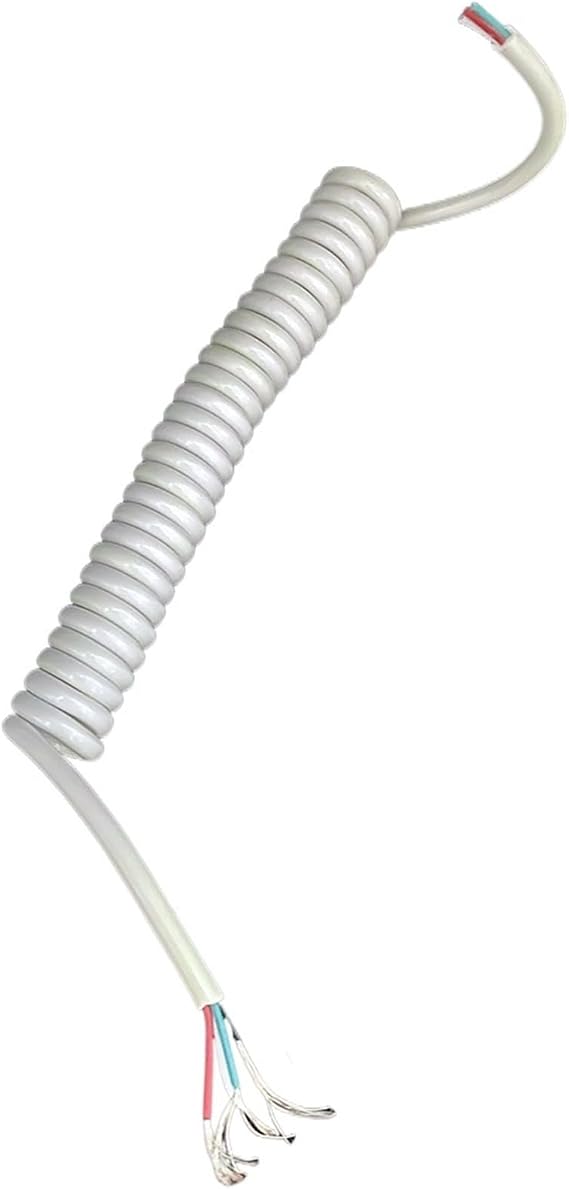 Coiled Mains Flex Curly Spring Cord, 4 Core Spring Cable 3mm OD Spring Cable Telescopic Spring Wire