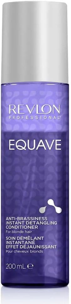 REVLON PROFESSIONAL Equave Professional Biphasic Detangling Conditioner for Blonde, Grey or Discolored Hair, No Rinse, Neutralizes Unwanted Yellow Tones, 200 ml