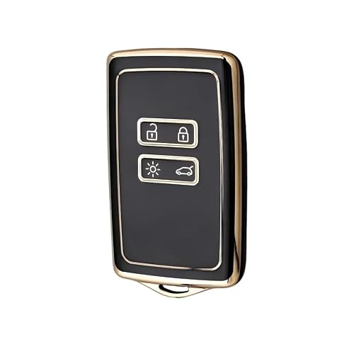 AutoHan Keys Luxury Renault Key Case, Clio E-Tech, Austral, Megane E-Tech Compatible, 4 Buttons, Black-Gold