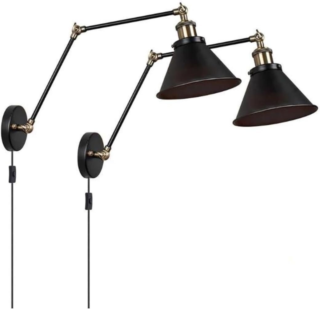 Rsylight Acrobatic Rustic Plug Wired Wrench Articulated Reading Lamp Wall Applique