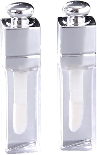 空のリップグロスチューブ 2個 3ml クリアリップグロスチューブ 杖付き 詰め替え可能なリップクリームグロス容器 DIYメイクアップリップグロス作成キット用