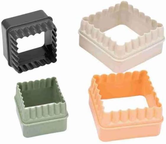 EYNEL Plastik Kare Tırtıklı Şekilli Kurabiye Kalıbı, 4’lü Set Hamur Kesici Şekillendirici Aparat